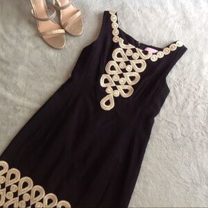 Lilly Pulitzer Black Gold Adelson Shift Dress